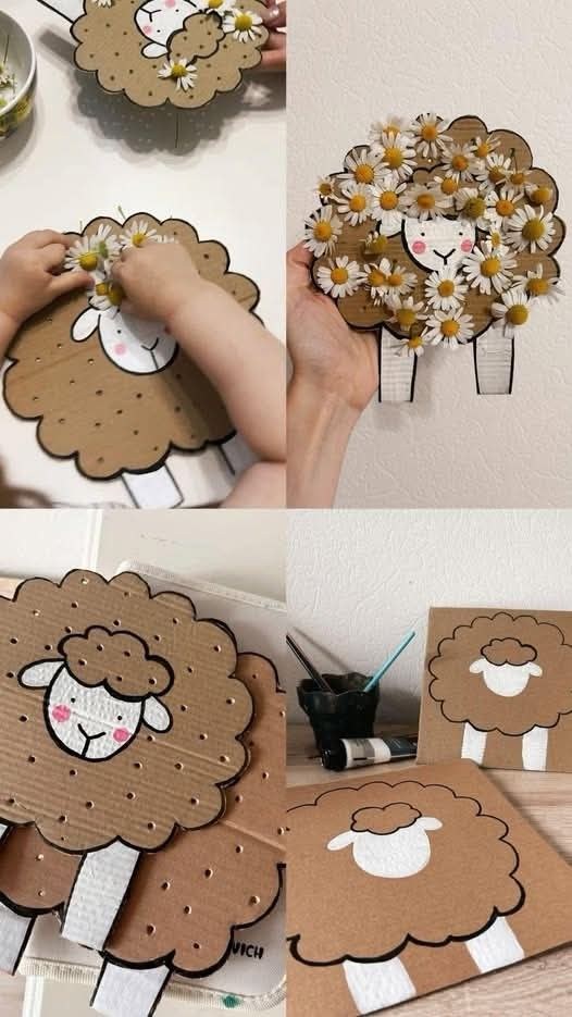Mouton à décorer avec des fleurs lors d'une balade
