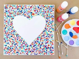 carte coeur peinture au coton tige